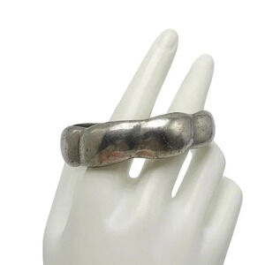 Very Old Abstract Bubble Kirk Stieff Pewter Cuff Bangle Bracelet Vintage